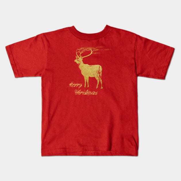 MERRY CHRISTMAS & REINDEER Kids T-Shirt by Biophilia